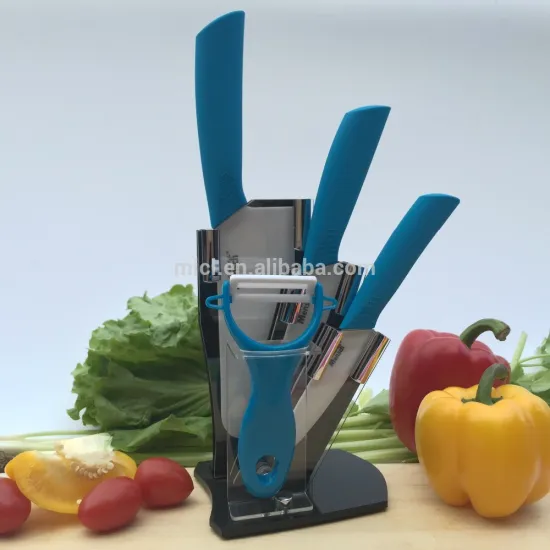 4pcs useful Ceramic knife set with arcylic stand