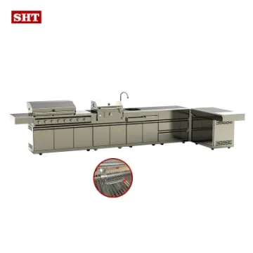 Home Party Outdoor Kitchen Frame Gas BBQ Grill Stainless Steel Cabinet Charcoal Grill