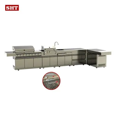 Home Party Outdoor Kitchen Frame Gas BBQ Grill Stainless Steel Cabinet Charcoal Grill