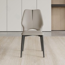 Dining Chair with Leather and Carbon Steel