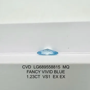 Fancy Vivid Blue CVD Diamond Marquise 1.23ct VS1 IGI