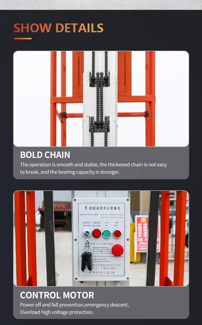 Single-column aluminium alloy lifting platform for aerial work