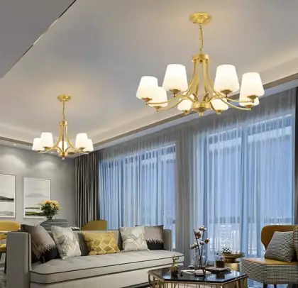 Chinese Style Light Luxury Villa Dining Room Led Ceiling Light Chandelier