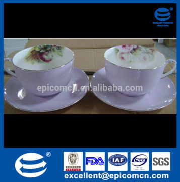 decal inside gold line fine bone china cup and saucer stock on sale