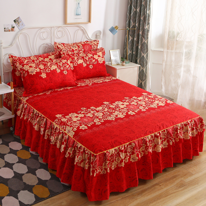 Summer Latex Bed Skirt Three-piece Mat Machine Washable