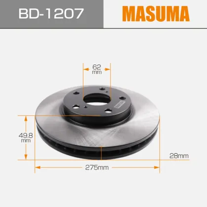 Bd-1207 MASUMA Auto Brake Systems Car Front Rear Brakes Disc Rotor