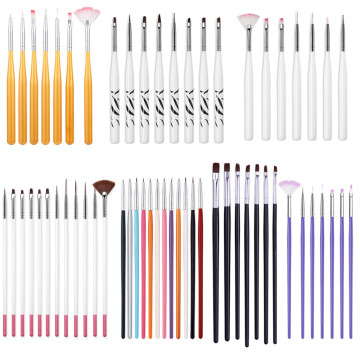 Wholesale Custom Vegan Gel Nail Art Liner Brush with Wooden Handle