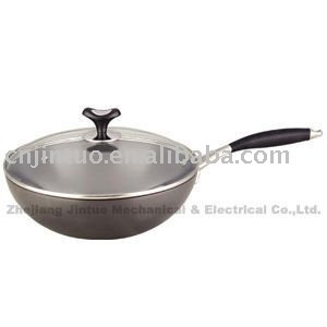 Aluminium non-stick wok with glass lid