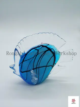 Water Blue Fish Glass Sculpture