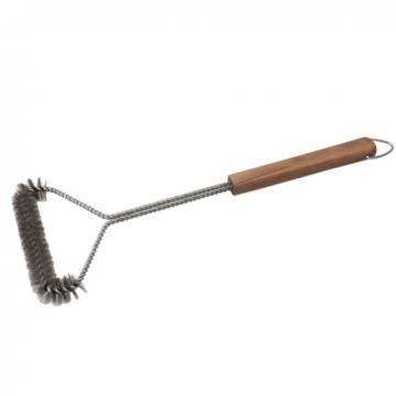 BBQ Cleaning Brush With Long Walnut Wooden Handle