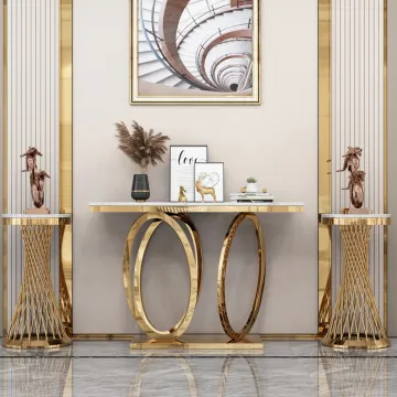 Luxury Gold Marble Modern Hallway Console Table