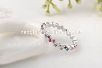 Fashion Wave Shape Women Ring Rhodium Plated Multi Rhinestone Gift Wholesale