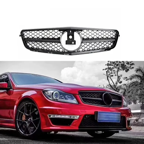 ABS Plastic Chrome Gloss Black Silver C63 Front Grille for Mercedes Benz C-class W204 2008-2014