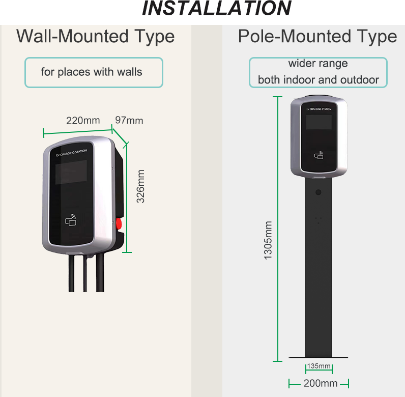घर के लिए 7kw 11kw 22kw 16a इलेक्ट्रिक चार्जर
