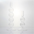 Ribbed Ball Conjoined Home Decor Glass Candlestick Holder