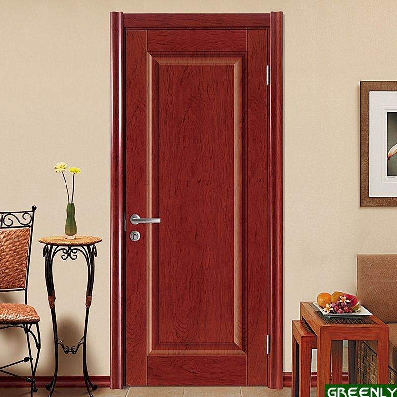 Red Veneer Moulded Wooden Door