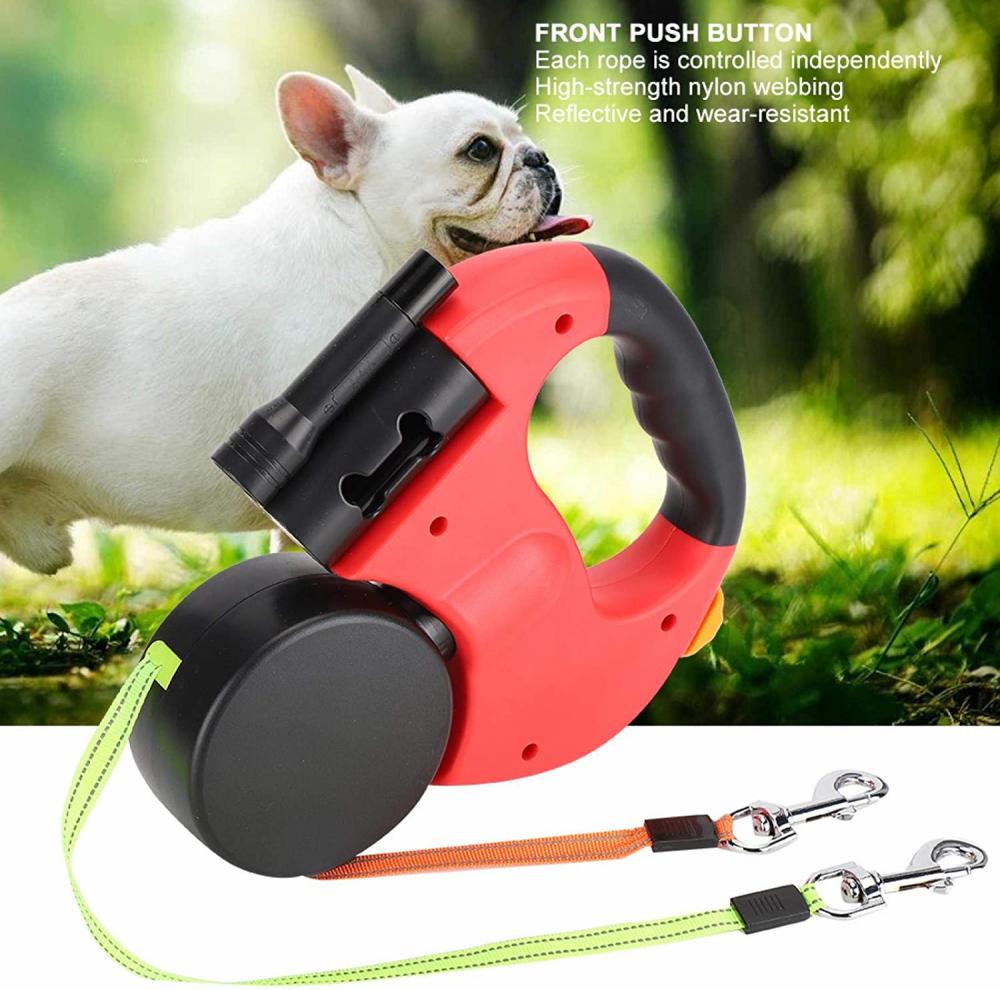 LED Retractable Dog Leash Double-headed Leash