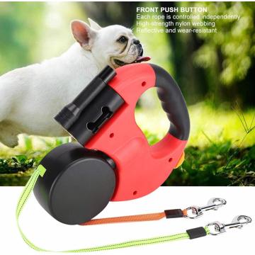 LED-utdragbar hund koppel-dubbel-headed leash
