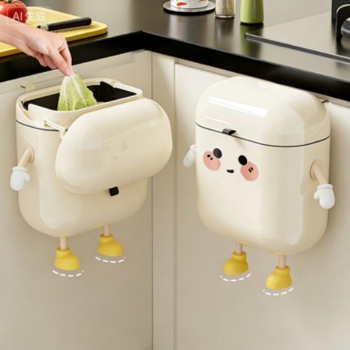 Modern Wall Mounted Plastic Waste Bin with Cute Design