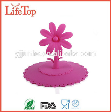 Food Grade Flower Shape Coffee Cup Covers Silicone Cup Lid