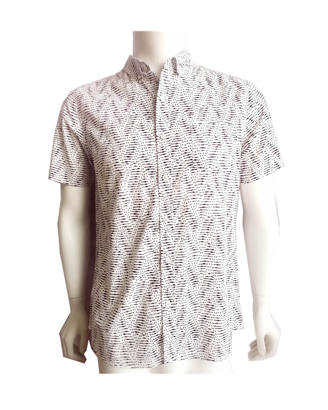 Men Casual Cotton Print Short Sleeve Shirt