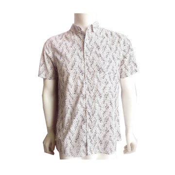Men Casual Cotton Print Short Sleeve Shirt