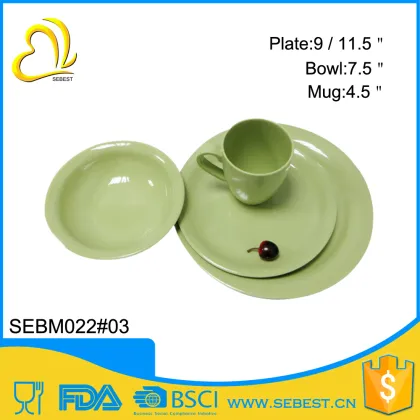 wholesale round shape solid color melamine bamboo kitchenware
