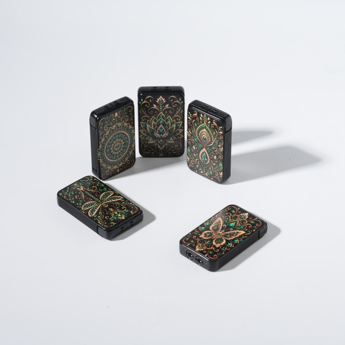 Isqueiro de chama dupla com estampa de mandala vintage