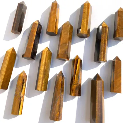 Wholesale Natural Yellow Tiger Eye Stone Wand Points & Tower Pieces