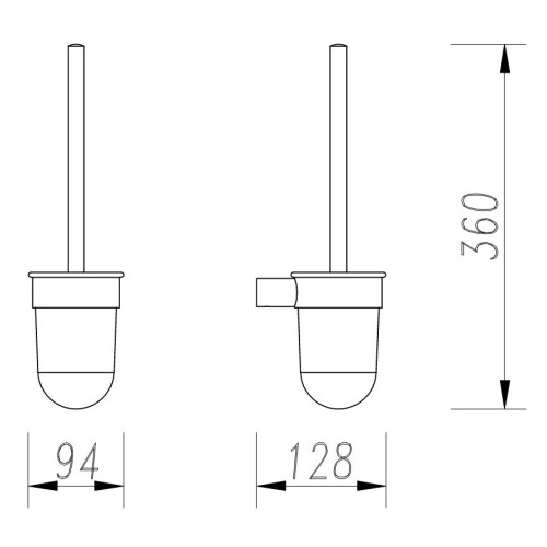 Polished Brass Bathroom Accessories Wall-mounted Toilet Brush and Frosted Glass Holder Factory