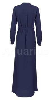 Dunkelblauer Knopf Ein Linien-Kleid