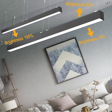 white linear light fixture living room