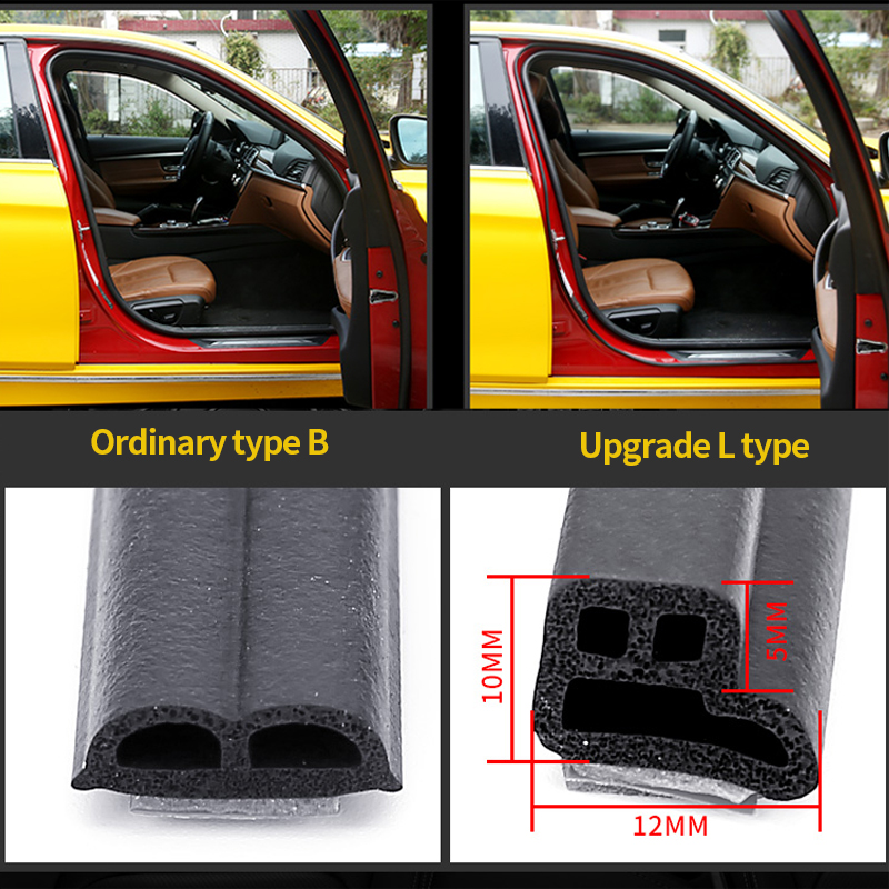 Car Door Seal Strips Auto Soundproofing Sealing Rubber Stickers Cars Seals Sound Insulation Universal Interior Auto Accessories