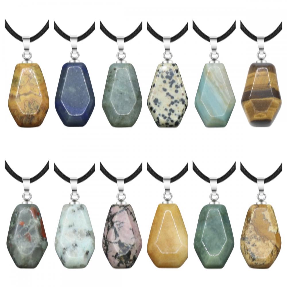 Greenjoan Healing Crystal Coffin Gemstone Prendant Colliers