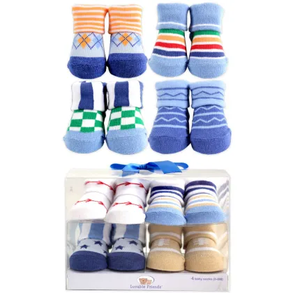 Luvable Friends 4-Piece Boy Novelty Socks Gift Set #07115