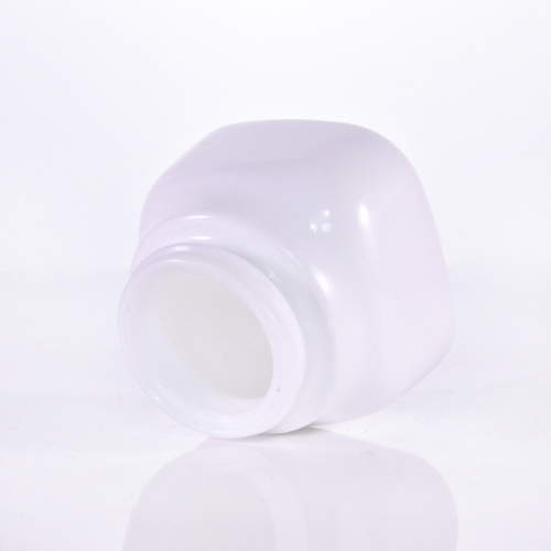 Square shape glass cream jar with white caps