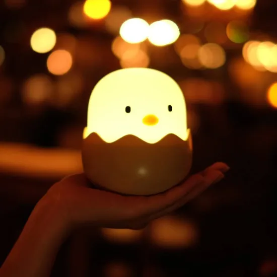 Mini Rechargeable Silicone Safety LED Lamp - Cute Baby Chick Shape for Kids