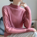 Solid color vertical pit half turtleneck bottoming shirt