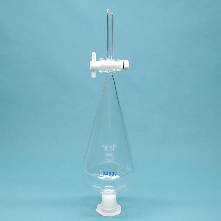 Clear Glass Pear Shape Separatory Funnel 500ml