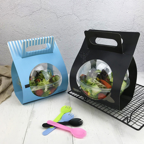 Custom Take-away Paper Holder for Salad Plastic Ball