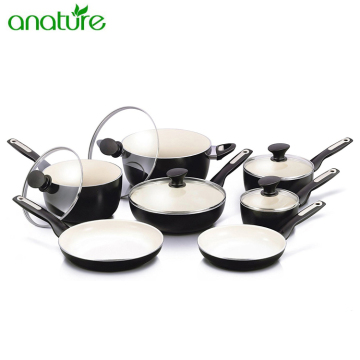 Porcelain 100% Ceramic 12 pcs Aluminum Cookware Set