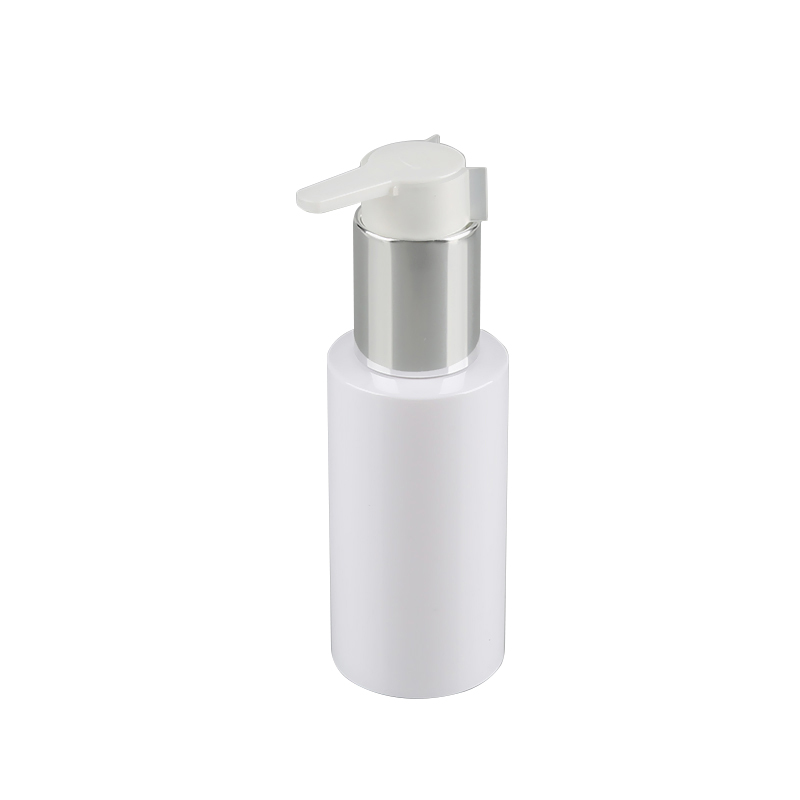 100ml 120ml 150ml empty cosmetic pet plastic pump head facial lotion bottle with silver treatmetn pump