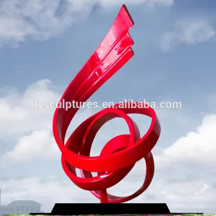 Red color Chinese outdoor abstract bird phoenix stainless steel sculpture for garden