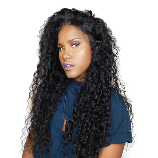 Water wave Curly Wig Brazilian 10A Lace Front Human Hair Wigs With Baby hair  fast shipping