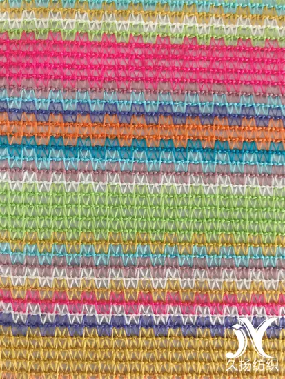 Multicolor Stripes Polyester Crochet Cover-up Wrap Fabrics