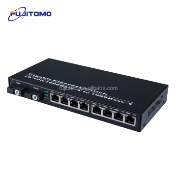 Gigabit Ethernet Switch 10/100/1000M with 2Fiber and 8RJ45 Optic Media Converter