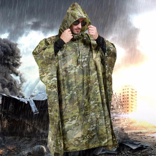 Military Outdoor Hunting Ghillie Suits Raincoat Waterproof Environmental Unisex Raincover Emergency Poncho Hunting Ghillie Suits