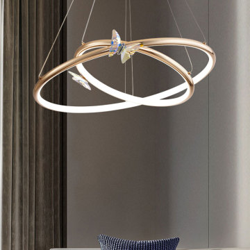 Modern Minimalist Iron Acrylic Stepless Dimming LED Chandelier for Living Room