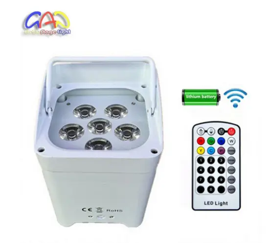 DJ Rechargeable Decorative Lighting 6 PCS X 18W Rgbwauv DMX Flat PAR Can