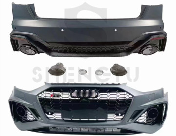 Auto Body Kit: Front and Rear Bumper with Grille and Diffuser for Audi A4 2021 Modified to RS4 Style